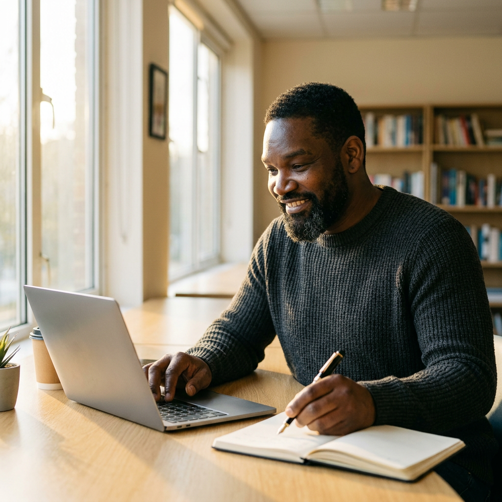 Mentor en jonge professional werken samen aan laptop